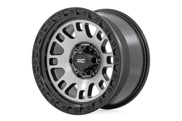 Rough Country 82 Series Wheel | One-Piece | Machined Semi Gloss Black | 17x9 | 6x5.5 | -12mm
