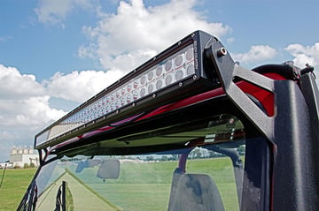 Jeep YJ Upper Windshield Mounts - 50in LED Light Bar Installed