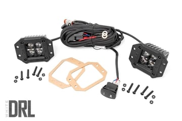 2-inch Square Flush Mount Cree LED Lights w/ Cool White DRL [70803BLKDRL]