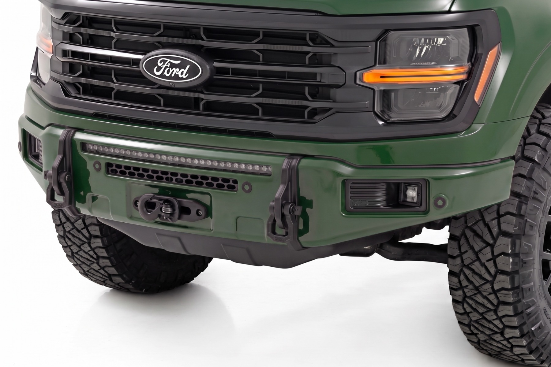 Rough Country FXS Front Bumper | DB Shelter Green | EcoBoost | Ford F-150 2WD/4WD (2021-2025)