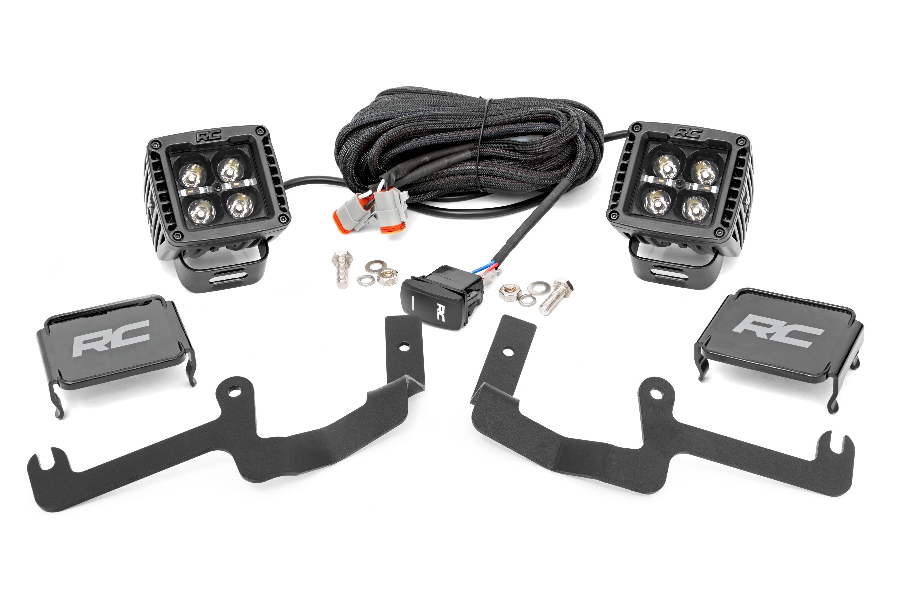 LED Light Kit | Ditch Mount | 2" Black Pair | Amber DRL | Chevy Silverado 1500 (19-26)