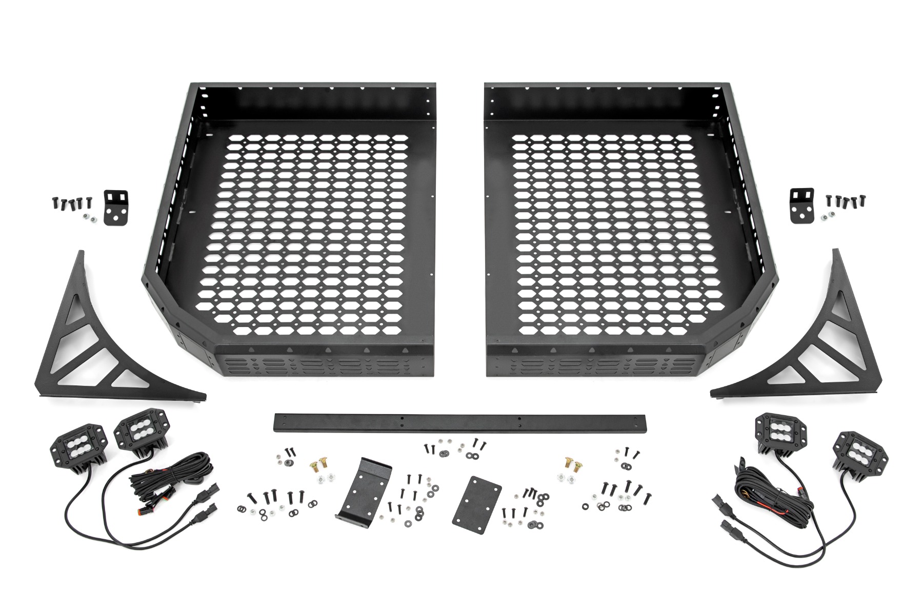 Rough Country Cargo Rack | Dual 2" Black LED Pairs | Flush Mount | CFMOTO U10 1000 PRO