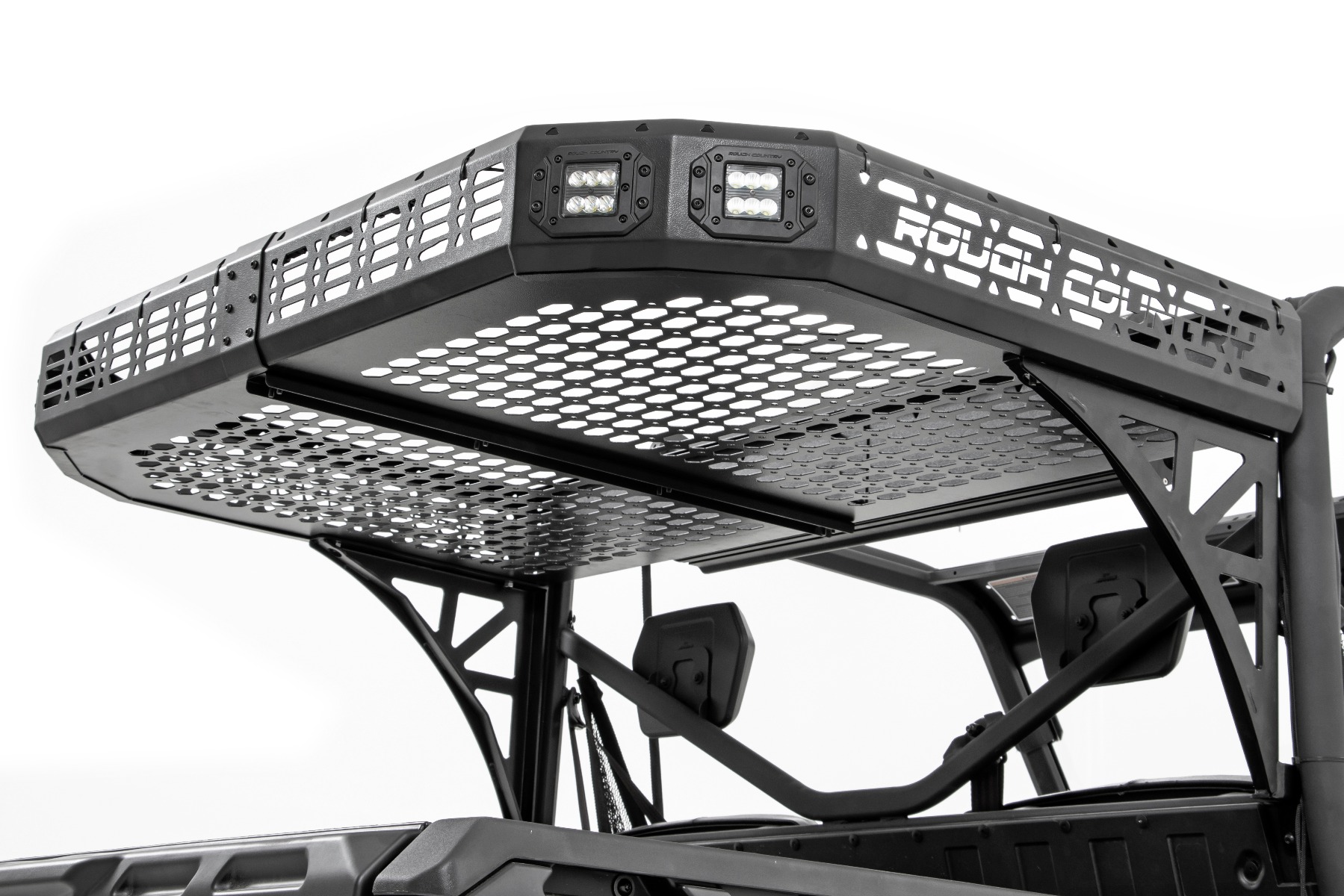 Rough Country Cargo Rack | Dual 2" Black LED Pairs | Flush Mount | Can-Am Defender HD 5/HD 8/HD 9/HD 10