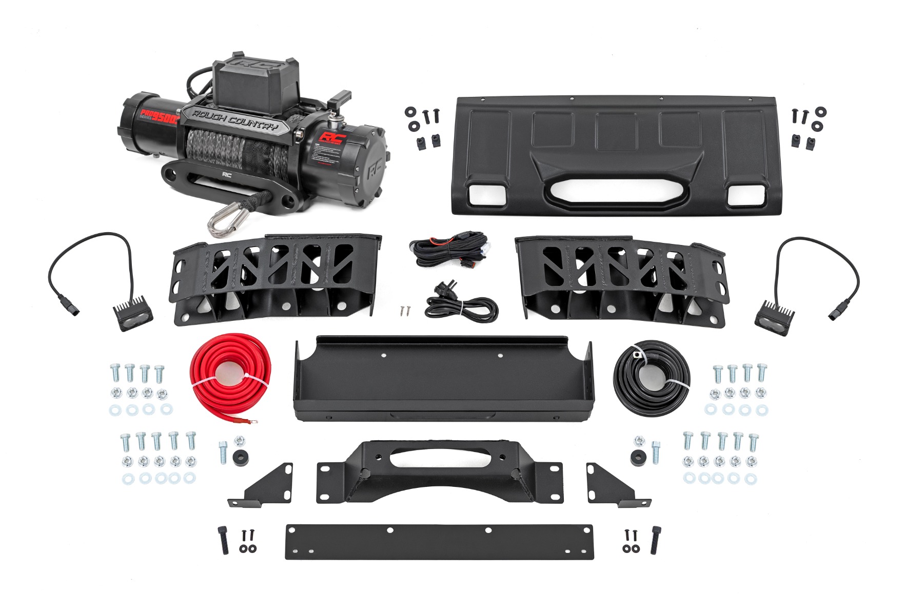 Rough Country FXS Hidden Winch Mount | White SAE | PRO9500S | Toyota Land Cruiser (24-26)