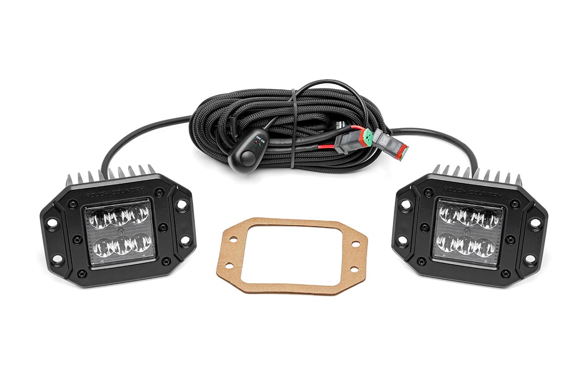 Rough Country 2 Inch Black Series LED Light Pods | Spot | Flush Mount