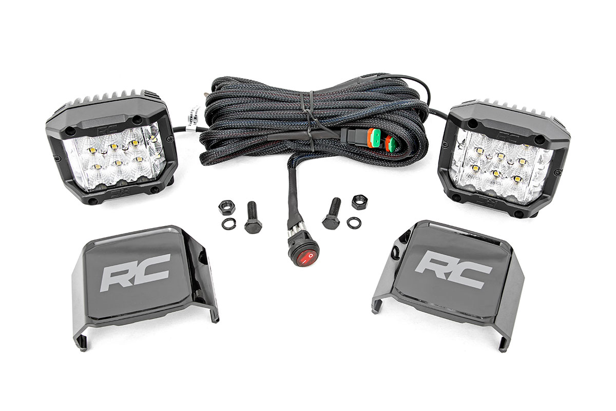 Rough Country 3 Inch Chrome Series LED Lights | Wide Angle Osram | Pair