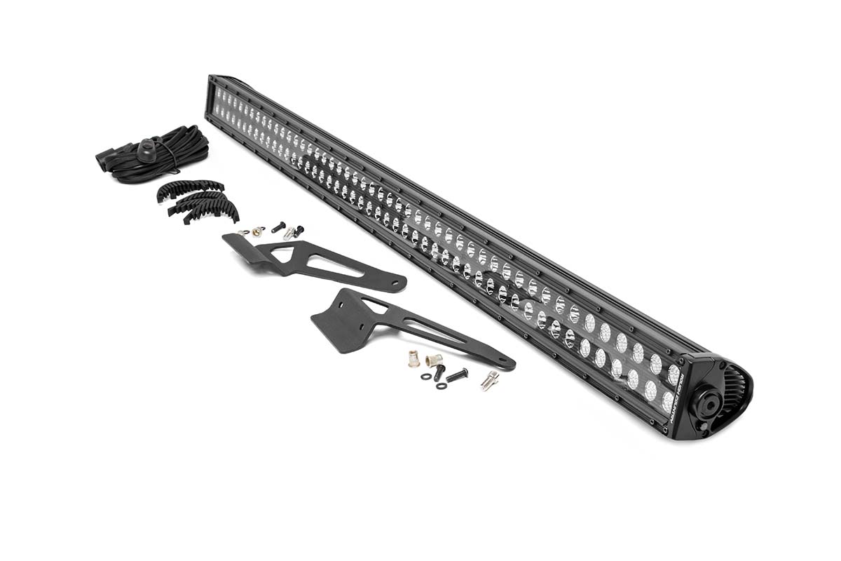 Rough Country LED Light | Windshield | 50" Black Dual Row | Can-Am Defender HD 5/HD 8/HD 9/HD 10