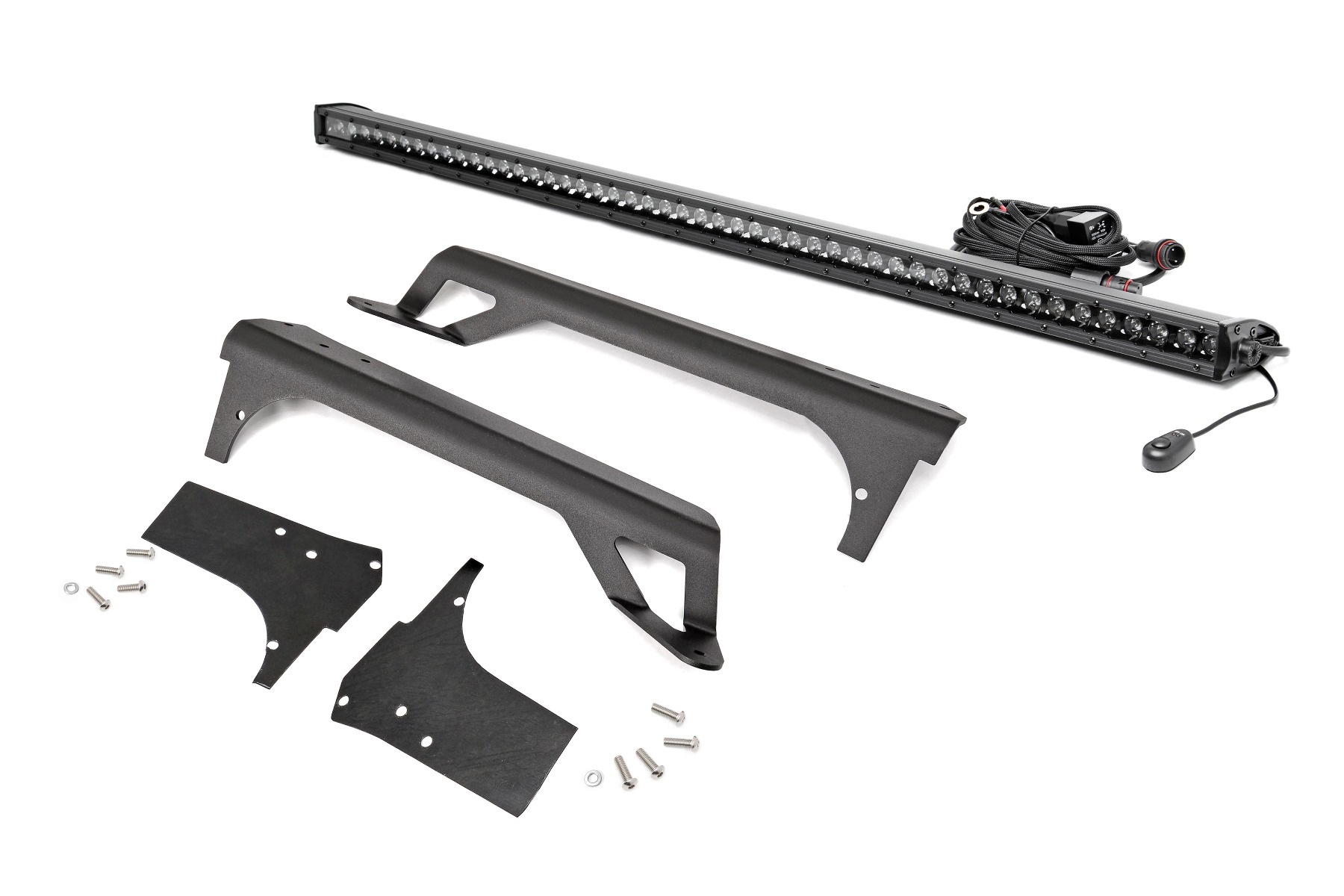 Rough Country LED Light Kit | Windshield Mount | 50" Black Single Row | Jeep Wrangler TJ (97-06)